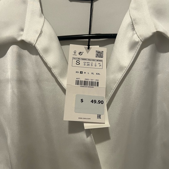 Zara satin effect dress, size small, color white - Picture 5 of 6
